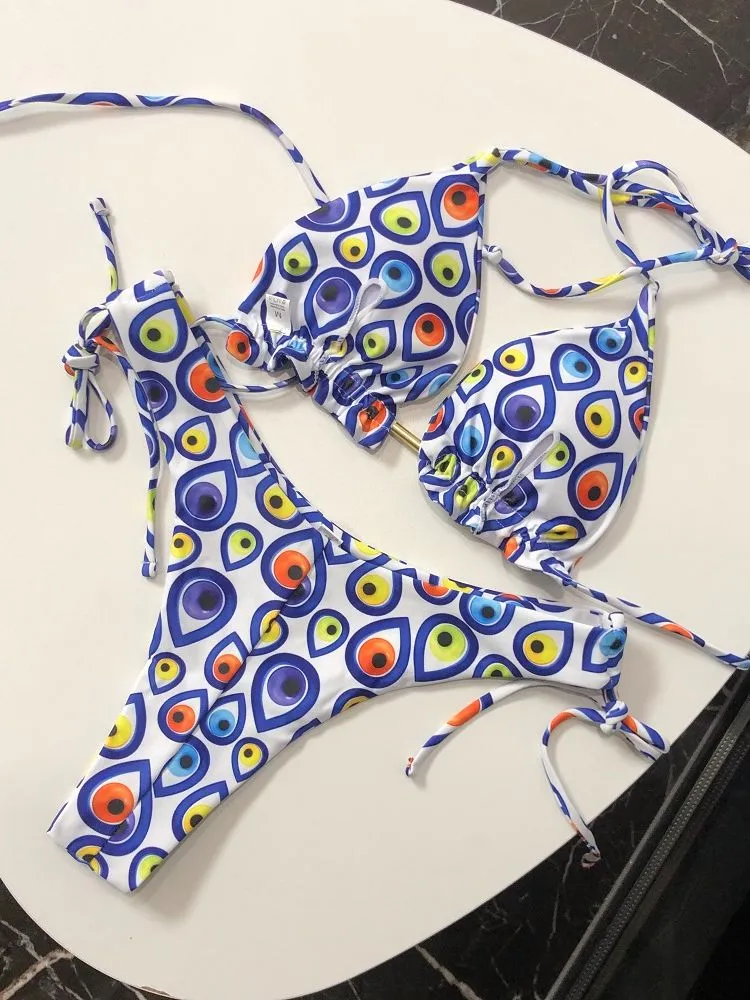 2022 Women Swimwear Female Swimsuit Sexy Bikini Swimwear Print Flower Bikinis Set Biquini Brazilian Beach Wear Bandage Bikinis
