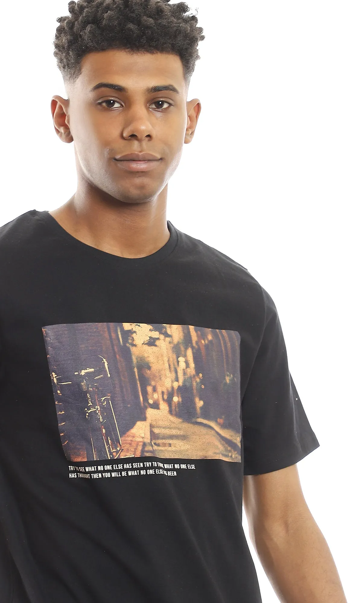 97395 Crew Neck Relaxed Fit Black Summer Tee