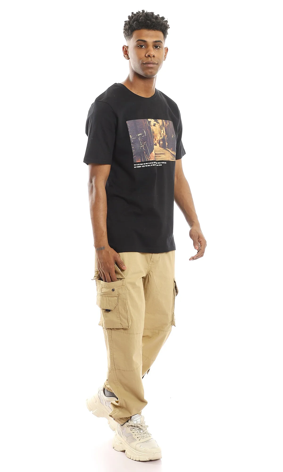 97395 Crew Neck Relaxed Fit Black Summer Tee