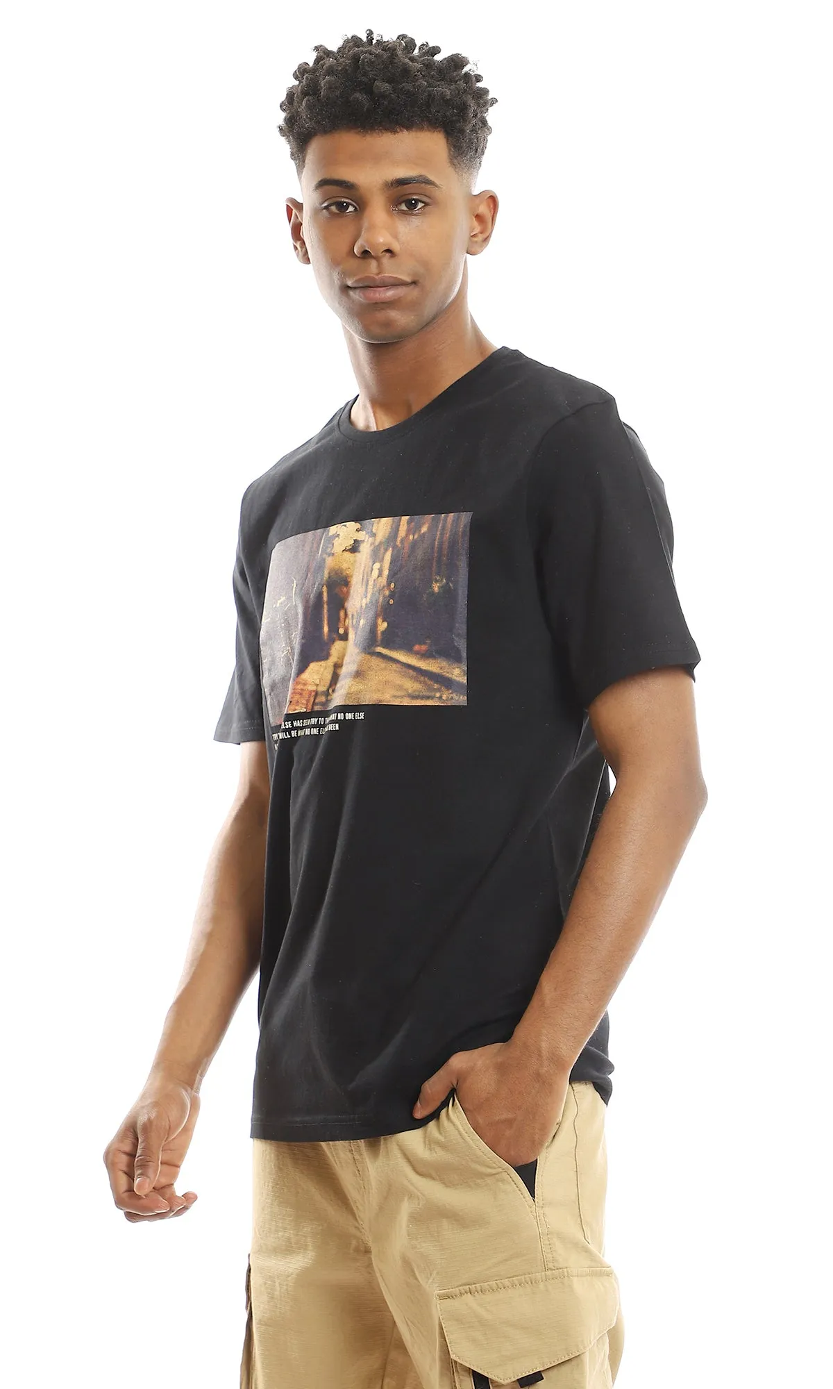 97395 Crew Neck Relaxed Fit Black Summer Tee