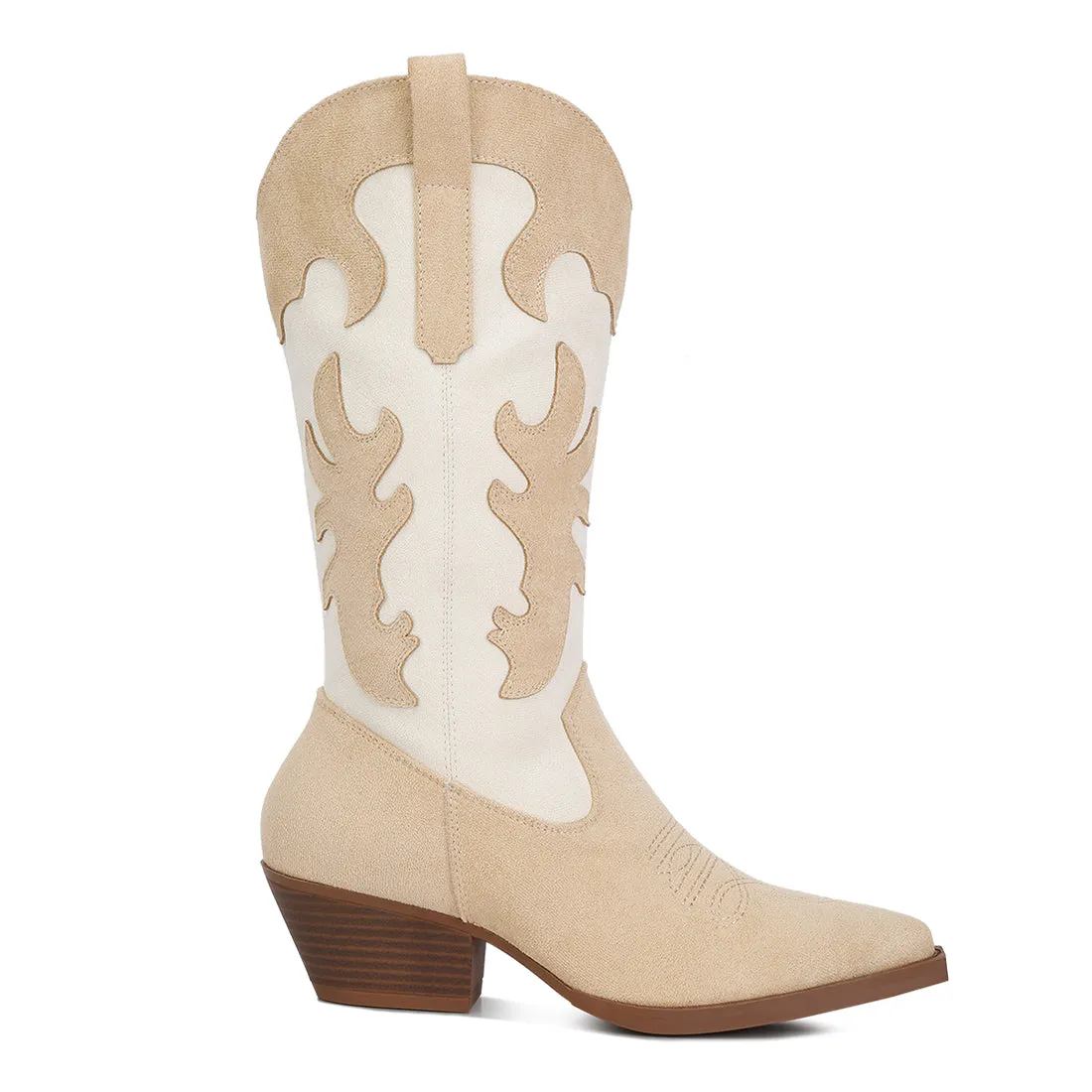 Adanna Micro Suede Patchwork Cowboy Boots