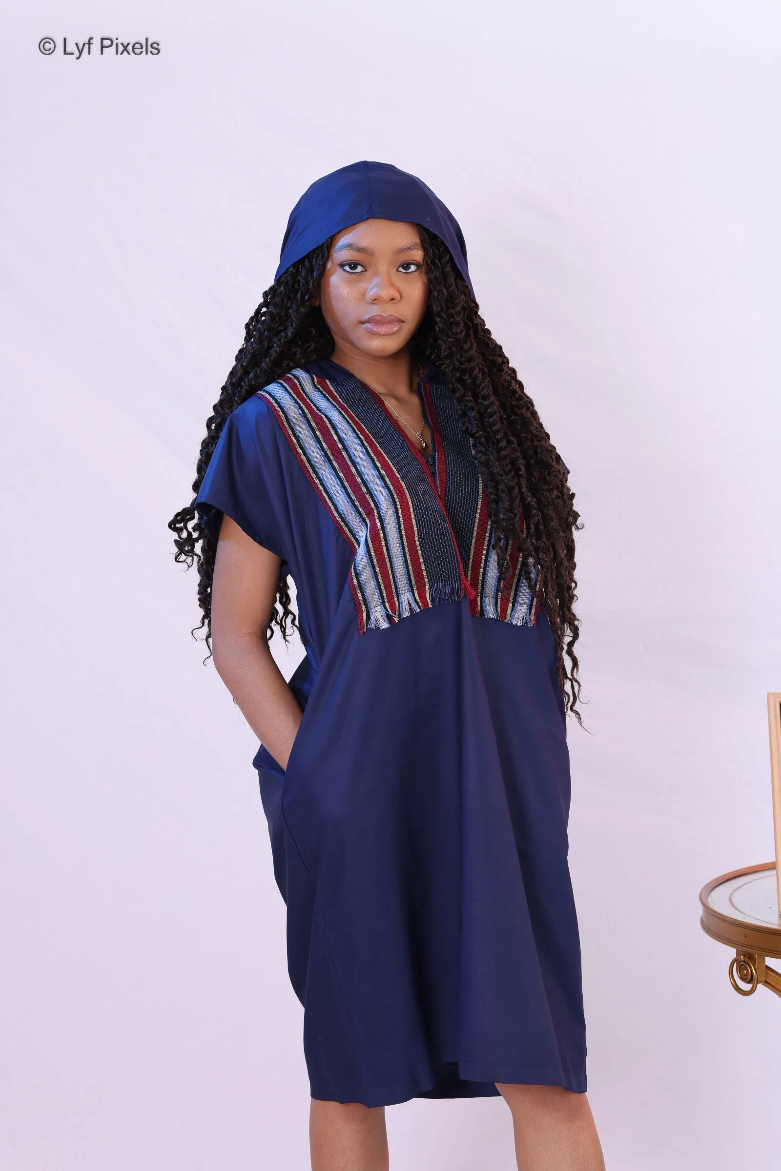 Aso-oke Infused Dashiki Dress with Hoodie