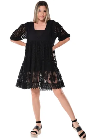 AZUCAR LADIES 3/4 SLEEVES MINI DRESS - BEACH WEAR - IN (2) COLORS - LCD1736