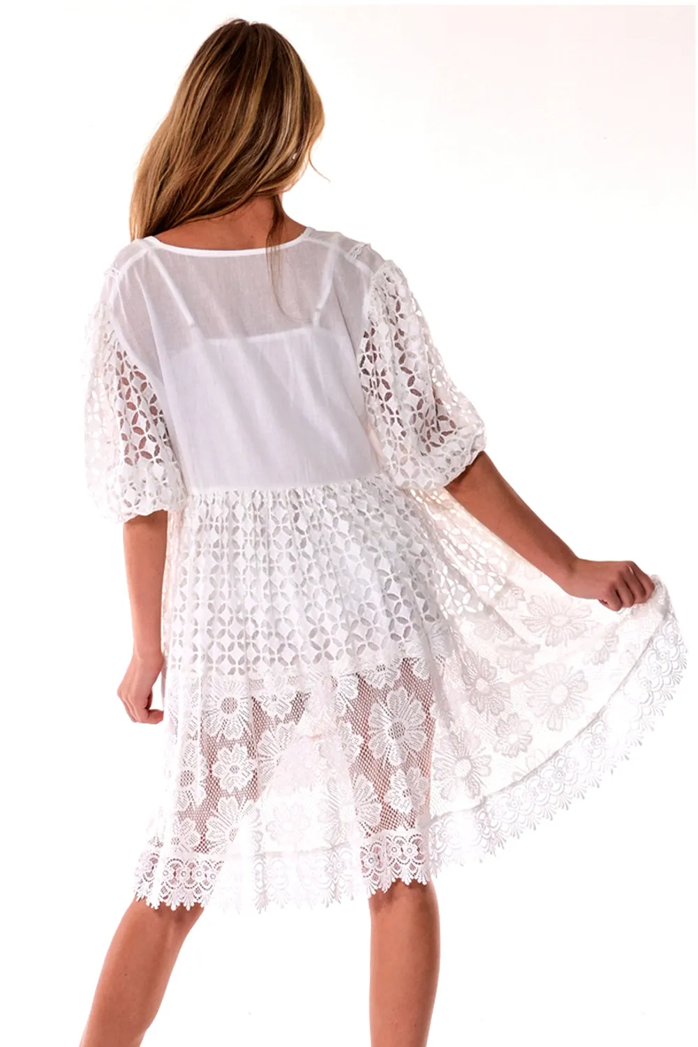 AZUCAR LADIES 3/4 SLEEVES MINI DRESS - BEACH WEAR - IN (2) COLORS - LCD1736