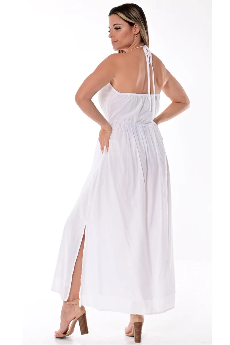 AZUCAR LADIES SLEEVELESS LONG DRESS 100% COTTON - BEACH WEAR - LCD1717