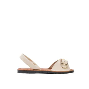 Beige Leather Espadrilles with Buckle Strap