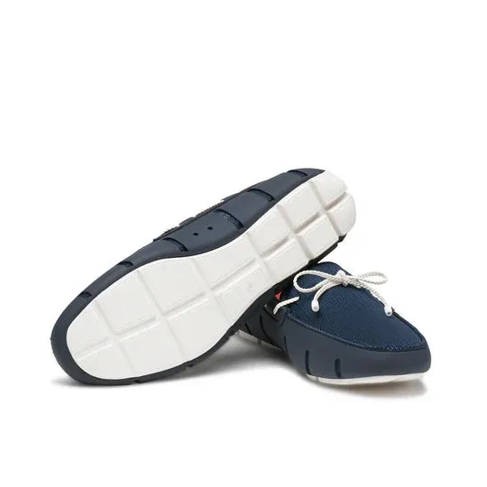 Braided Lace Loafer - Navy/White