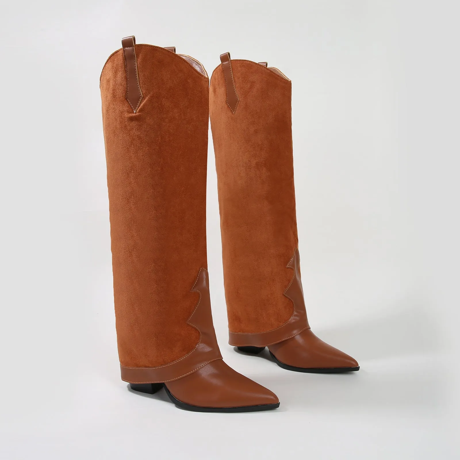 Brandy Suedette Foldover Knee High Boots