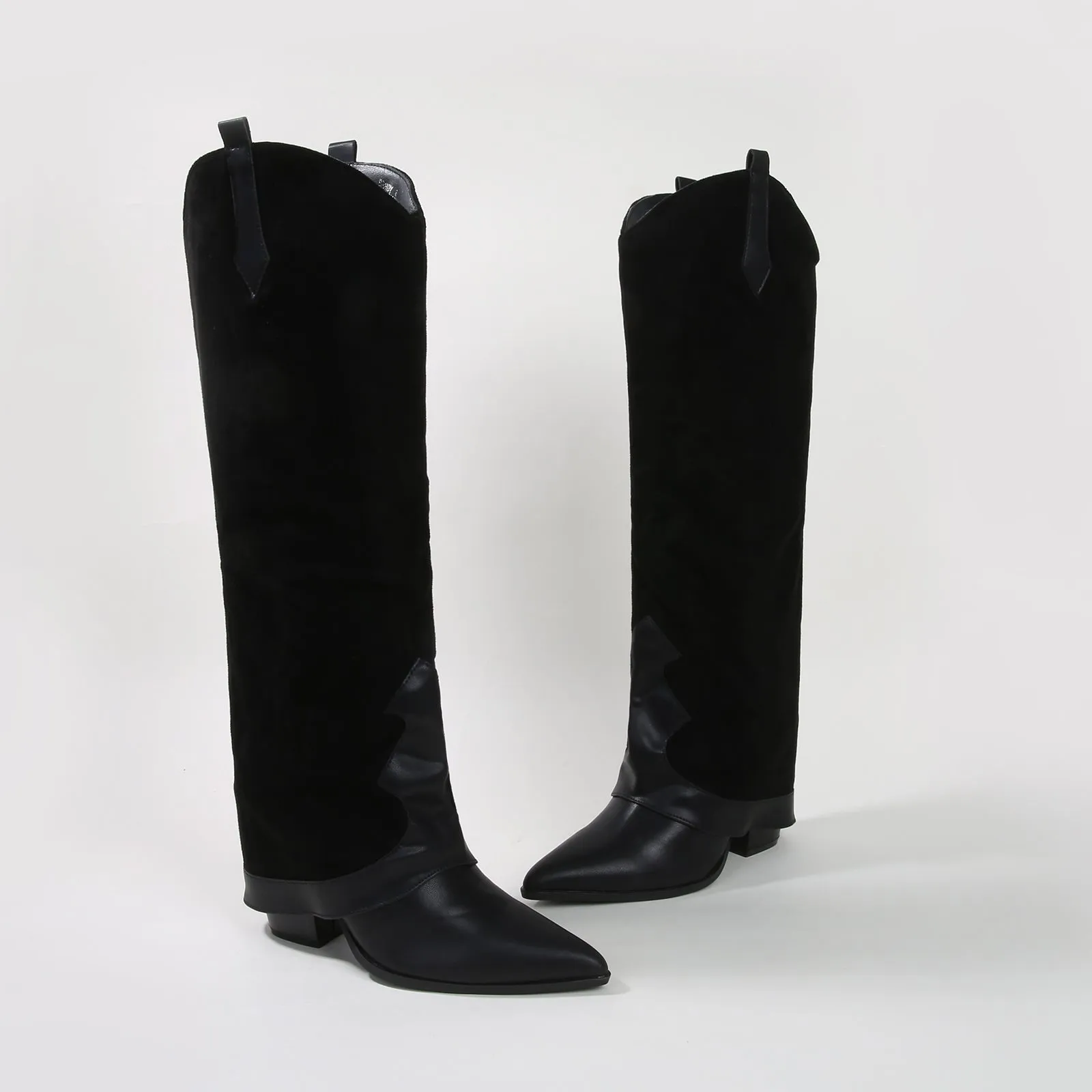 Brandy Suedette Foldover Knee High Boots