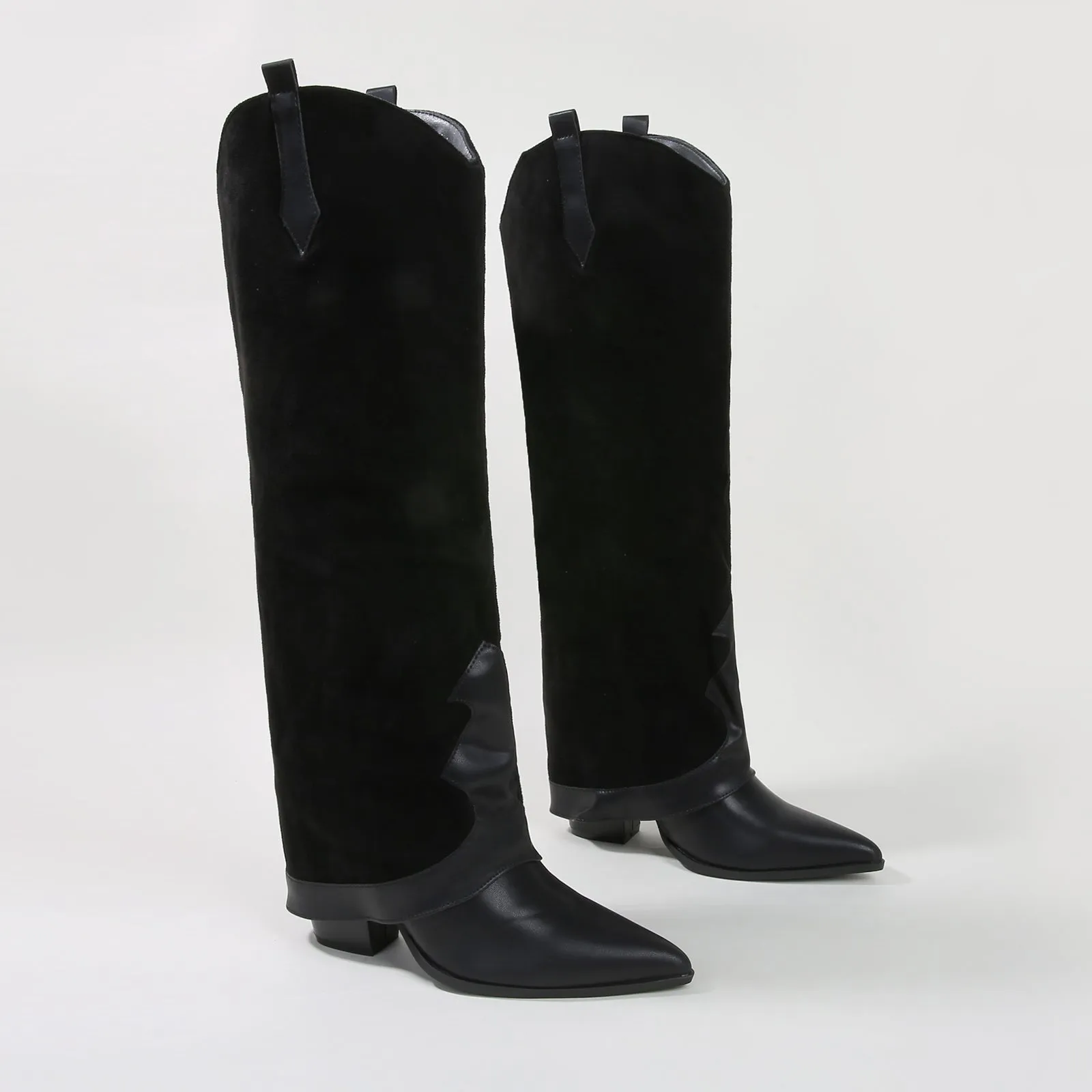 Brandy Suedette Foldover Knee High Boots