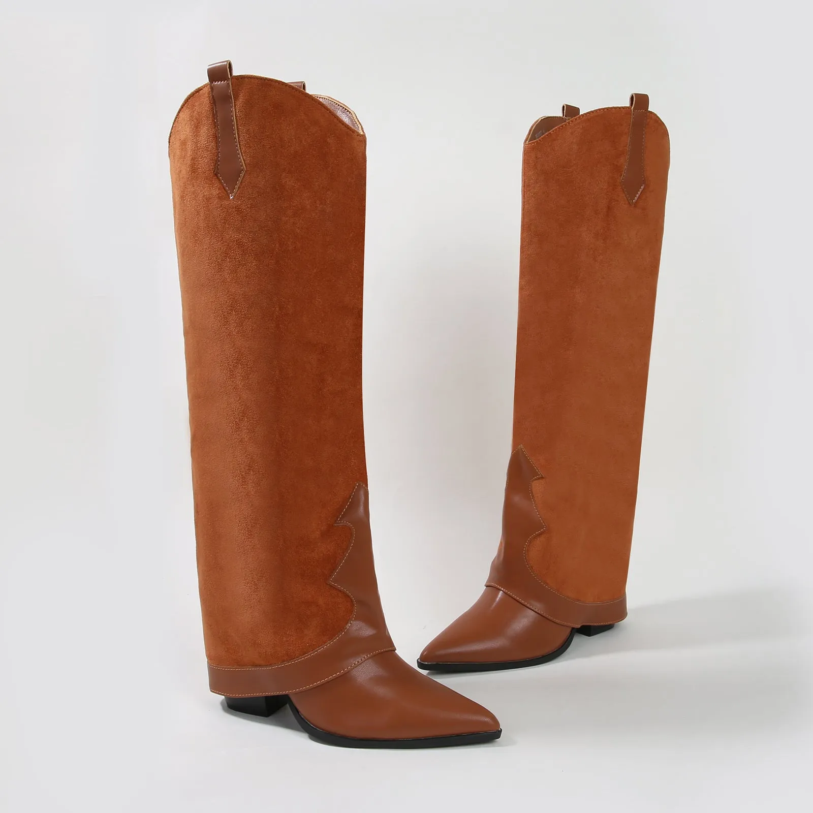 Brandy Suedette Foldover Knee High Boots