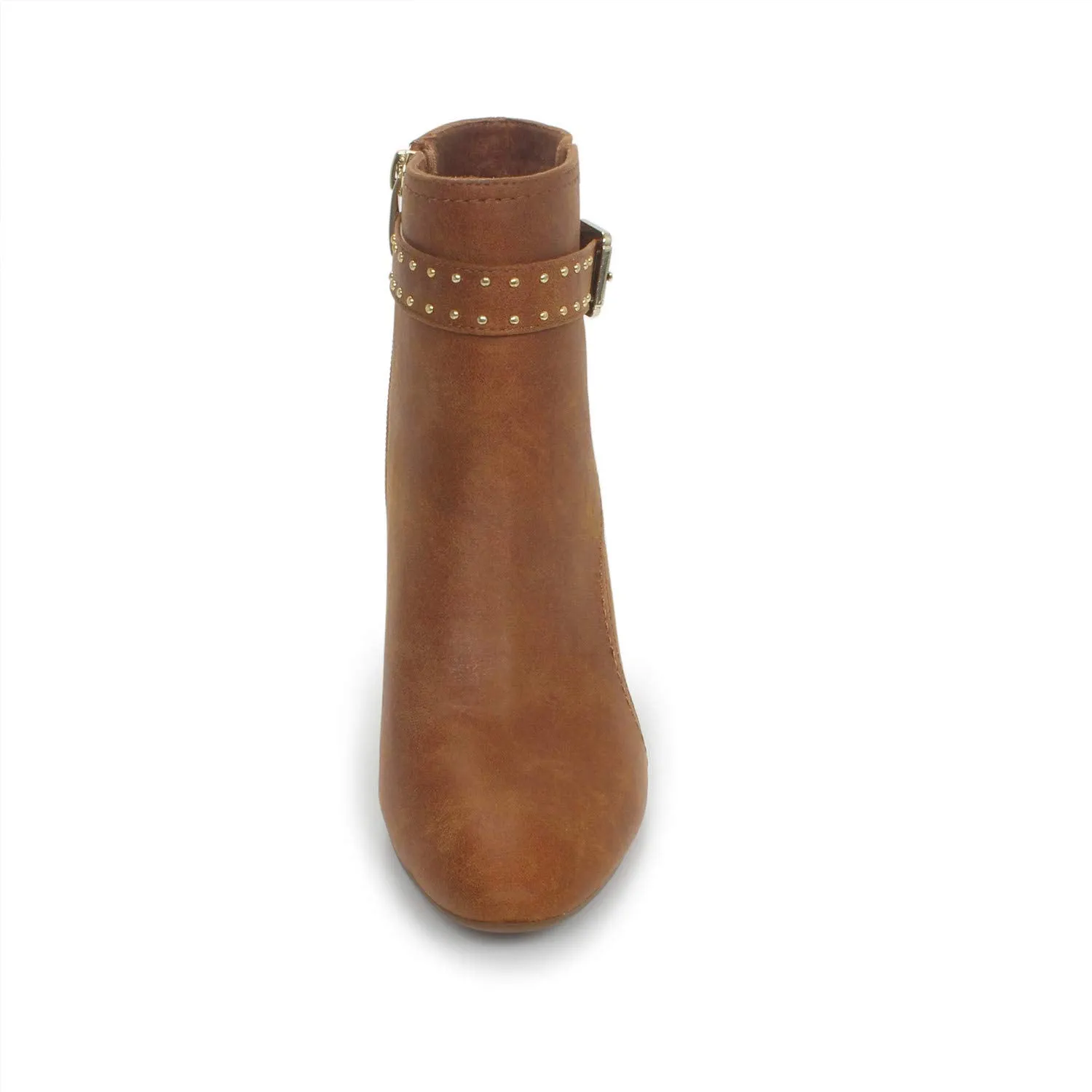 Bridget Tan Fashion Trendy Faux Leather Ankle Boot