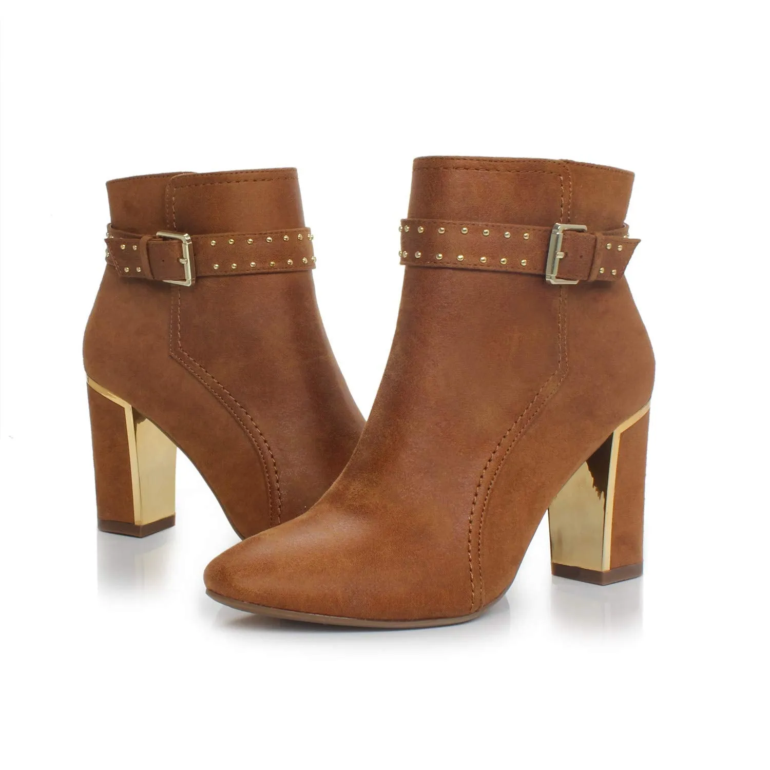 Bridget Tan Fashion Trendy Faux Leather Ankle Boot