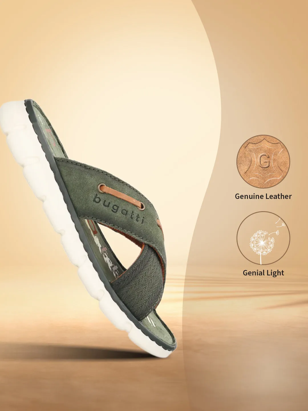 bugatti Dark Green Suede Cross Straps Sandals