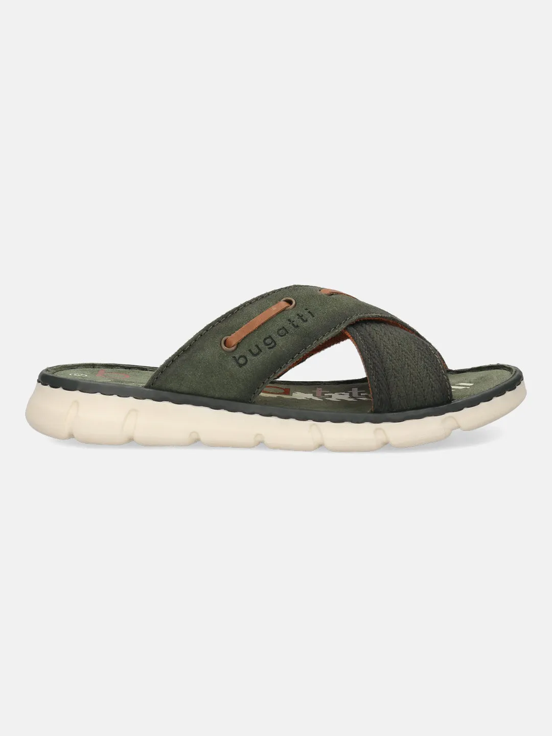 bugatti Dark Green Suede Cross Straps Sandals