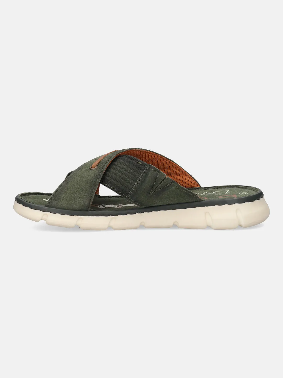 bugatti Dark Green Suede Cross Straps Sandals