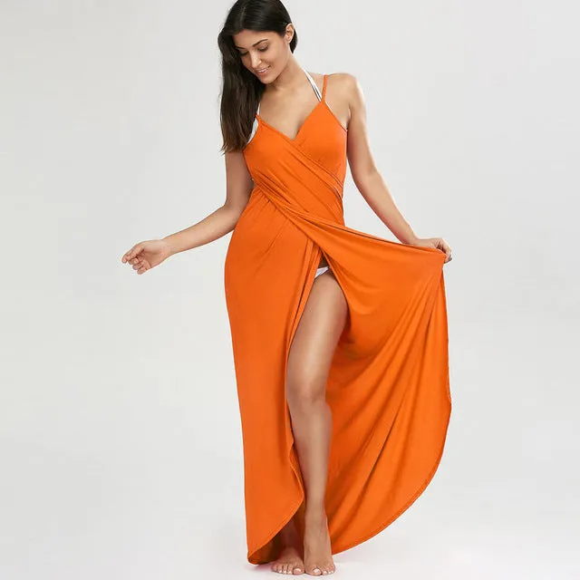CHARMMA Cover Up Wrap Slip Dress Summer Beach Wear Women Bikini Cover Up