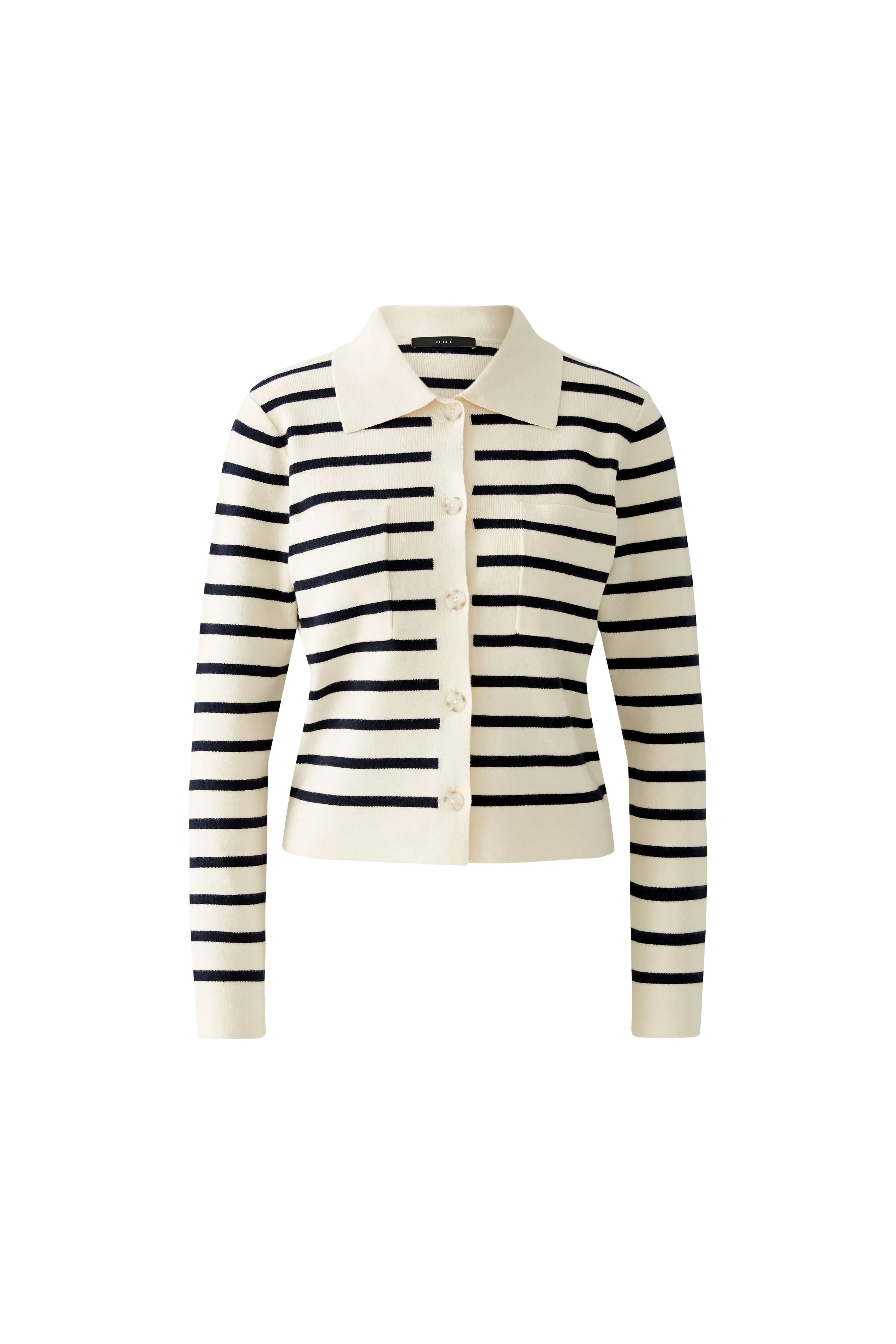 Collared Cardigan - White/Blue