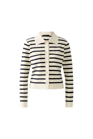 Collared Cardigan - White/Blue