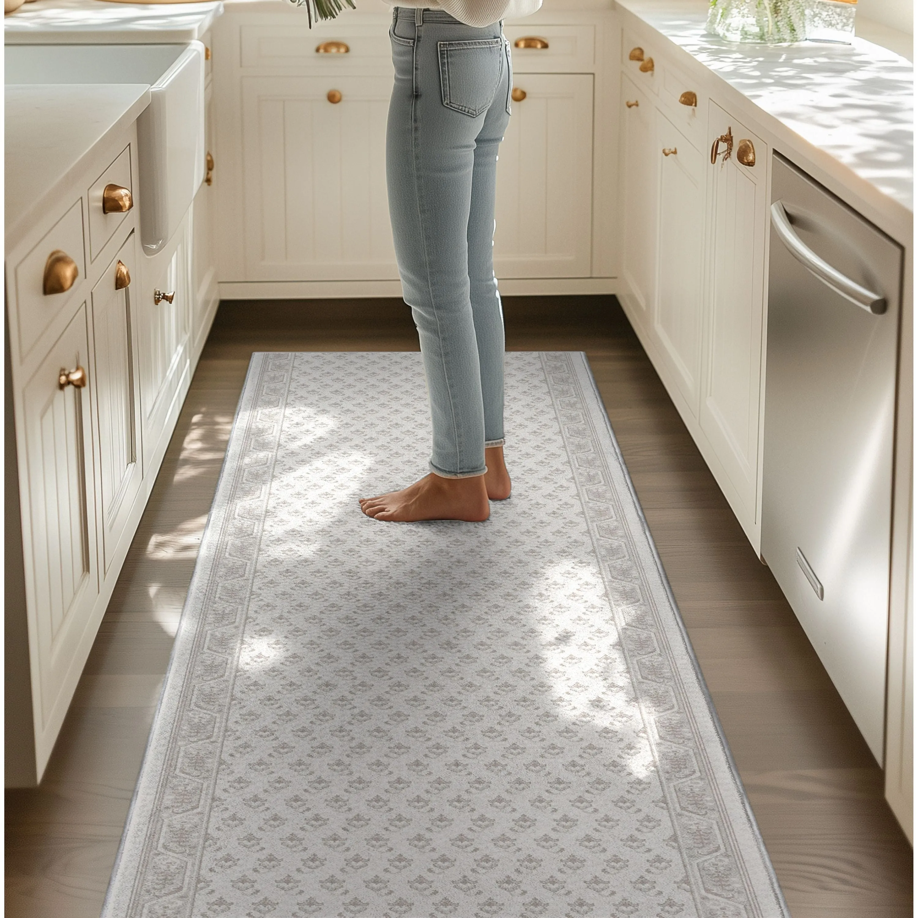 Custom Size Runner Windsor Diamond Frosted Linen Choose Your Width x Choose Your Length Hallway Runner Rug