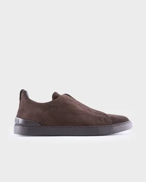 Dark Brown Suede Triple Stitch Sneakers