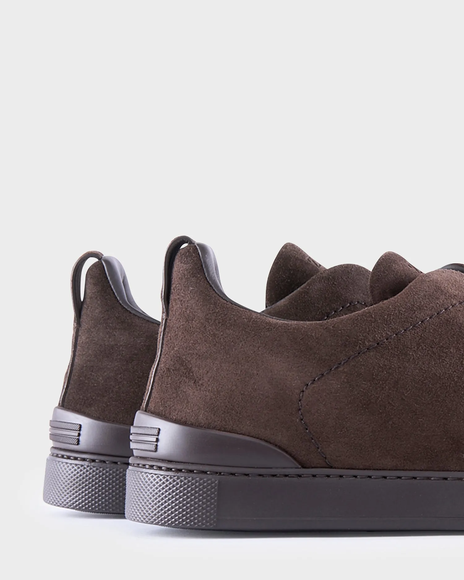 Dark Brown Suede Triple Stitch Sneakers