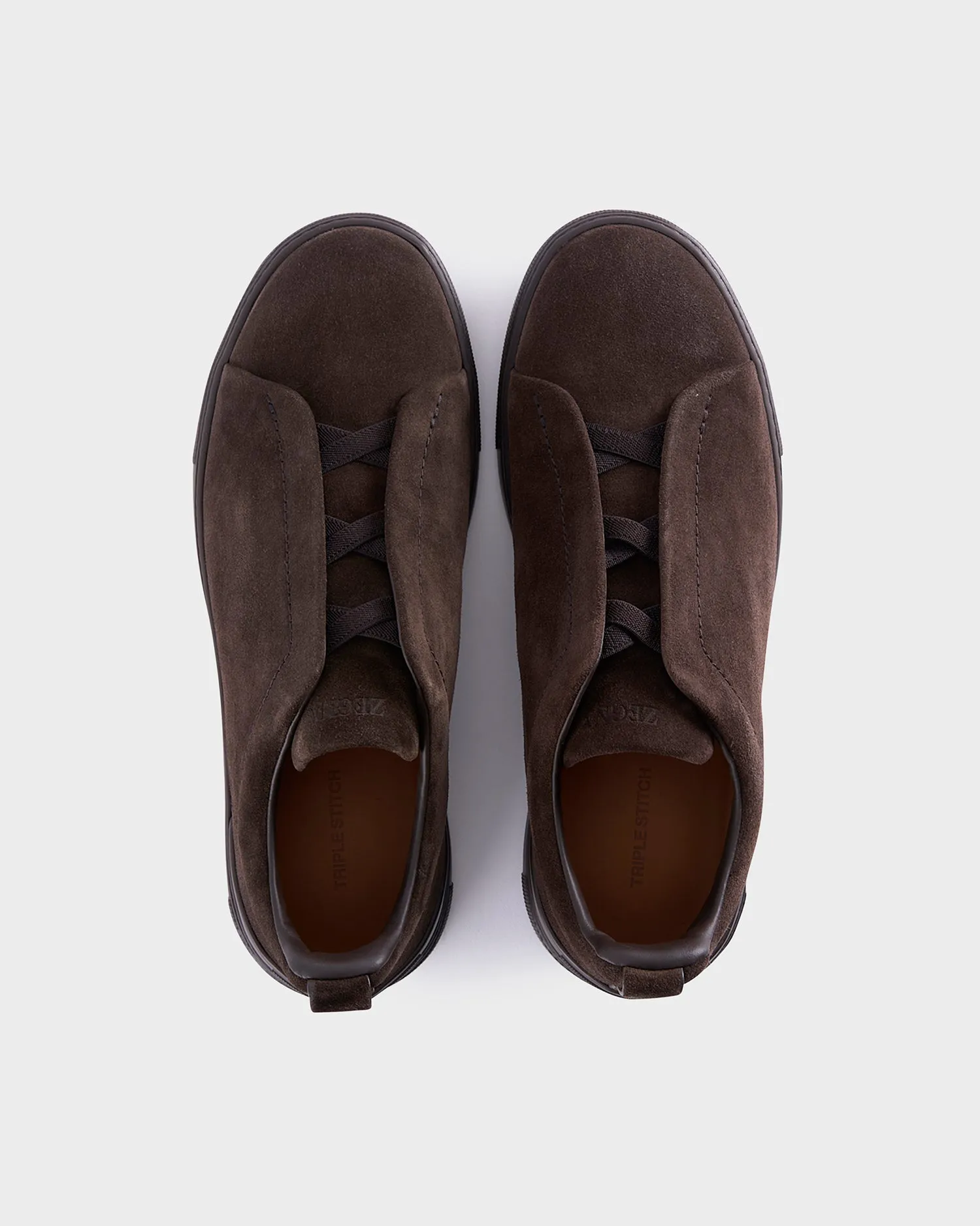 Dark Brown Suede Triple Stitch Sneakers