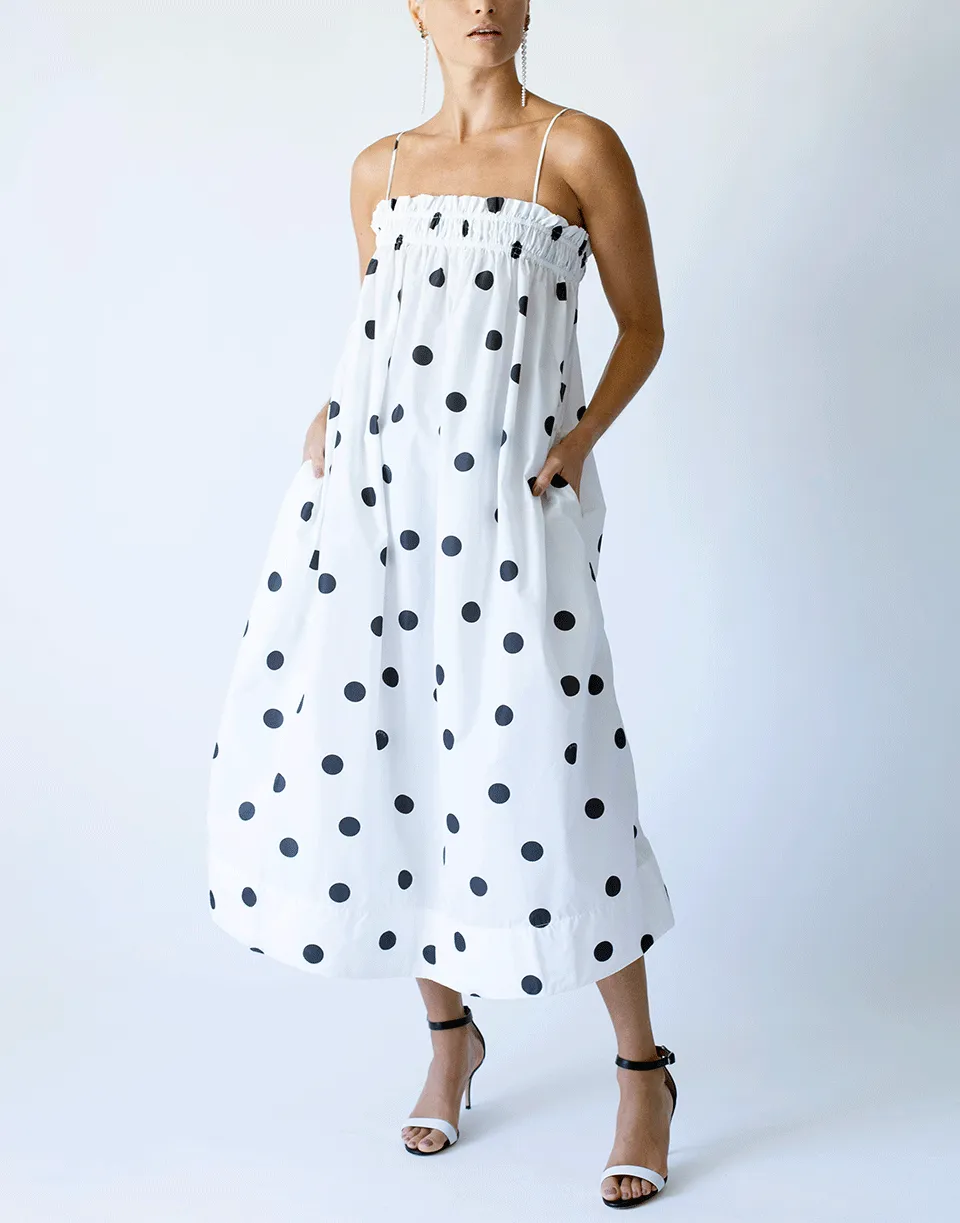 Egret Polka Dot Strap Dress
