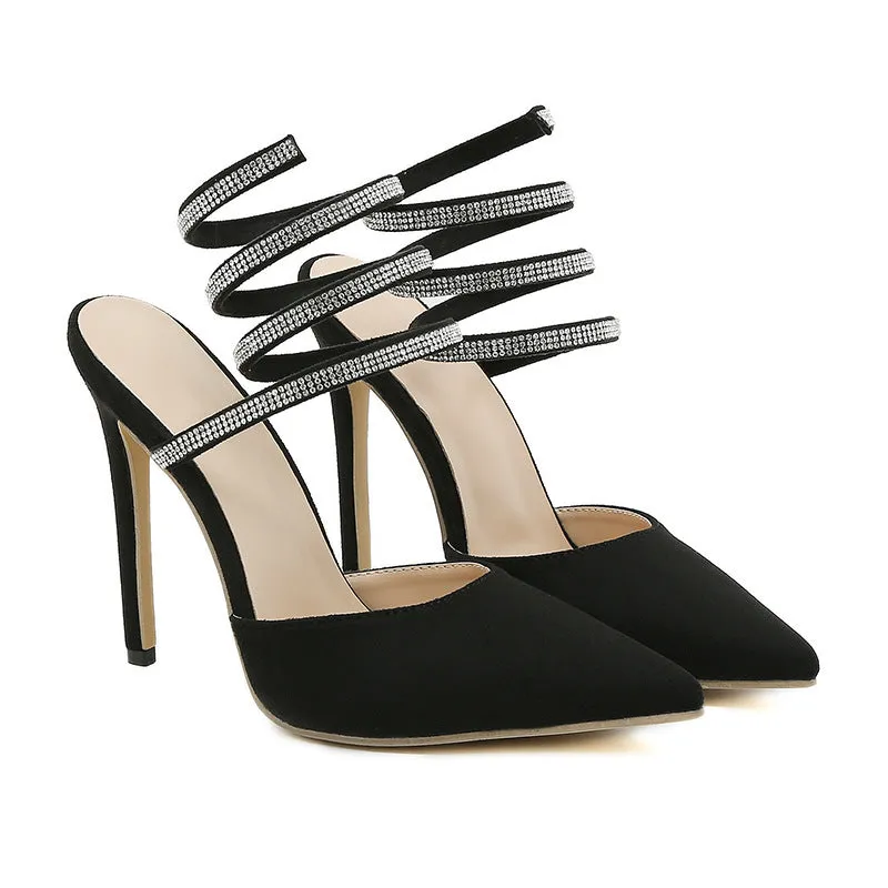 Exquisite Anklet Pointed-Toe Rhinestones High Heel Sandals