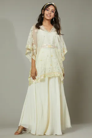 French Vanilla Candy Flared Plazzo Cum Sharara Set