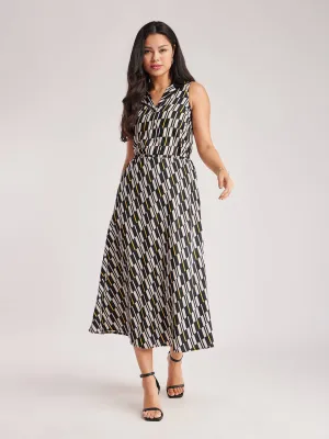 Geometric Print Top And Skirt Coord - Black And Off White