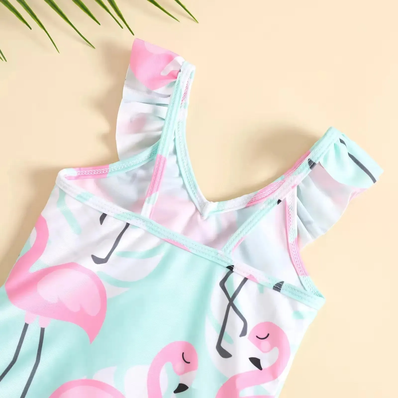 Girls Pink Printed Swimsuit