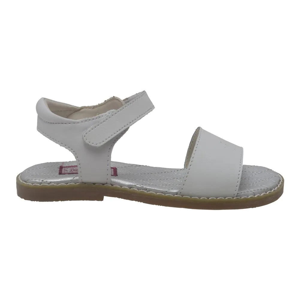 Girls White Open Toe Strap Leather Sandals 7-10 Toddler