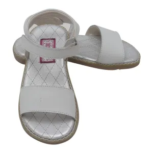 Girls White Open Toe Strap Leather Sandals 7-10 Toddler