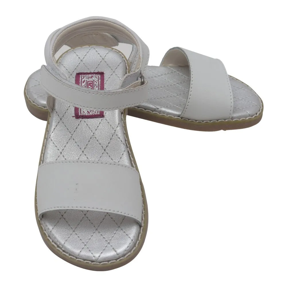 Girls White Open Toe Strap Leather Sandals 7-10 Toddler