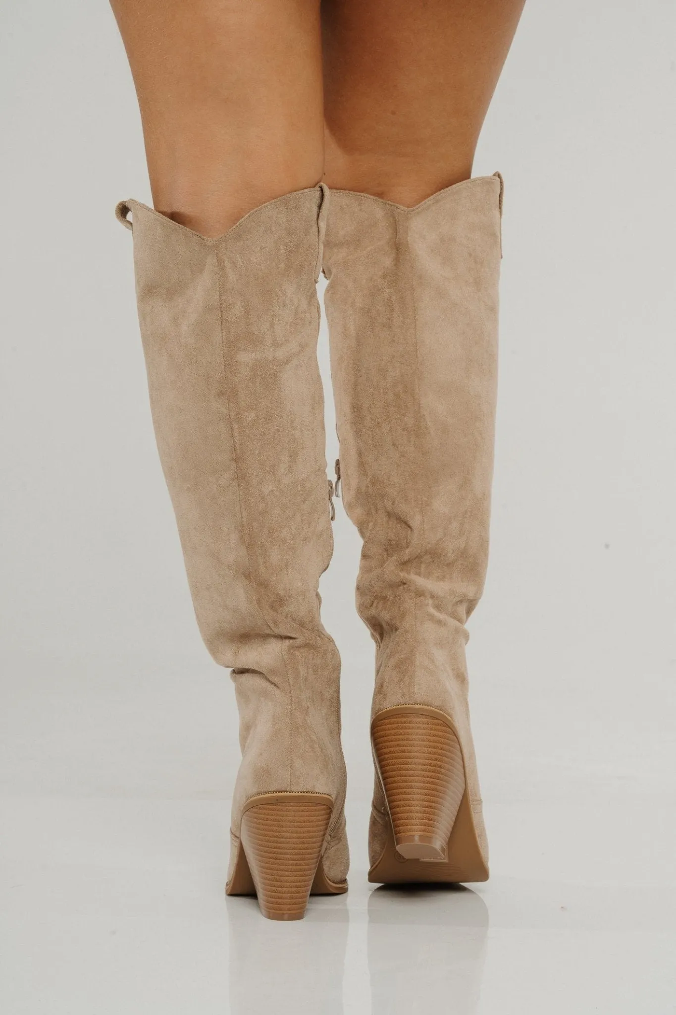 Izzy Faux Suede Western Boot In Neutral