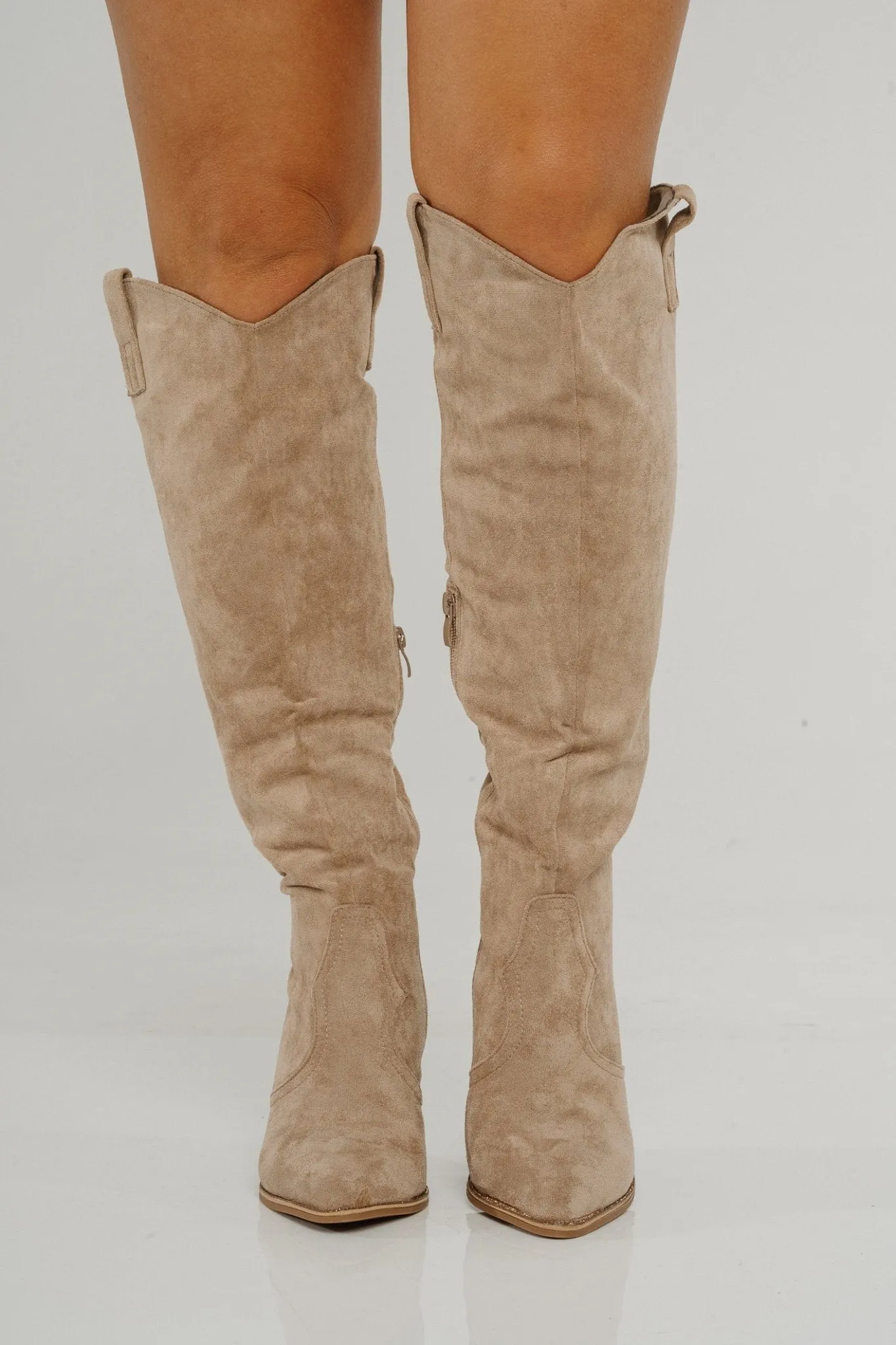 Izzy Faux Suede Western Boot In Neutral