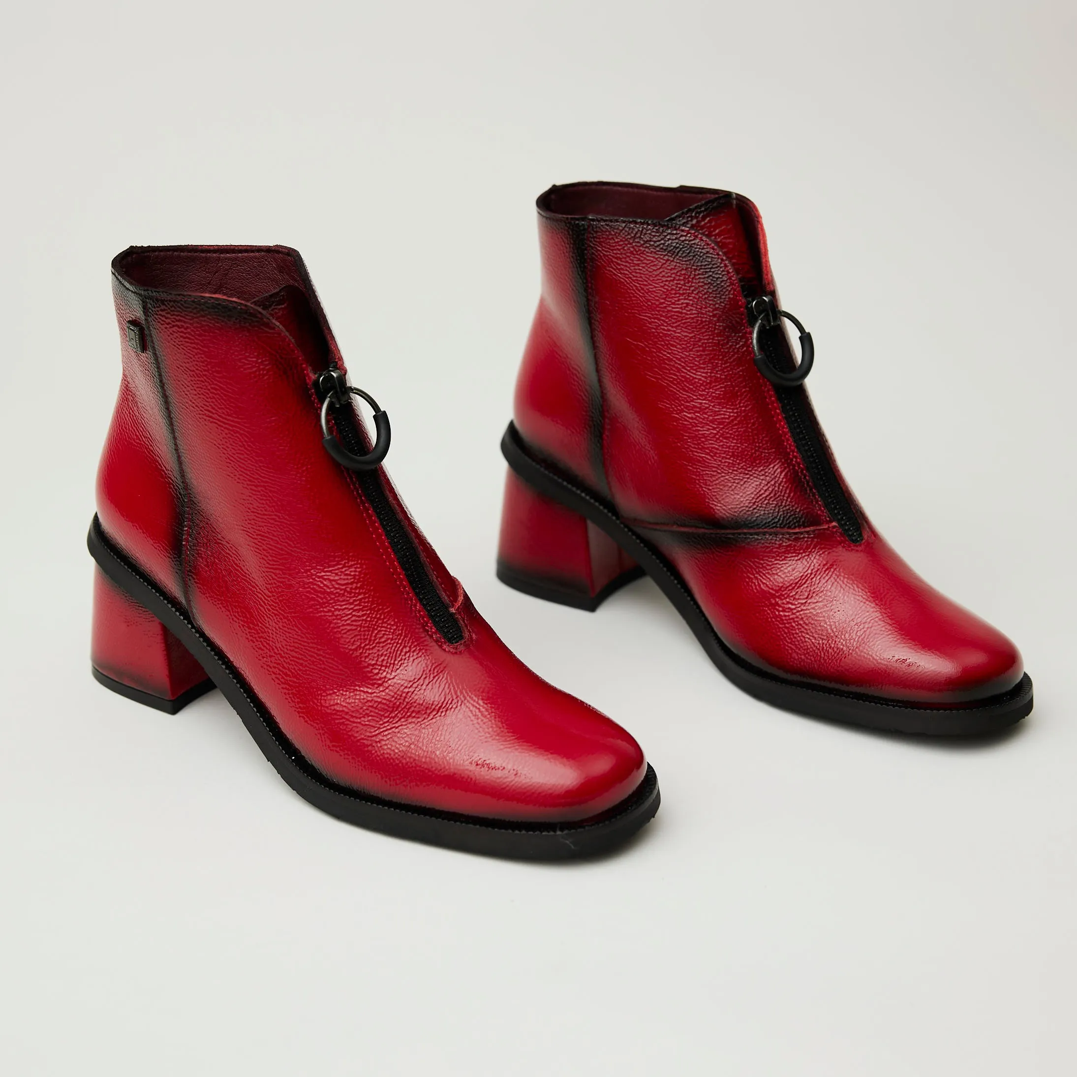 Jose Saenz Red Patent Ankle Boots