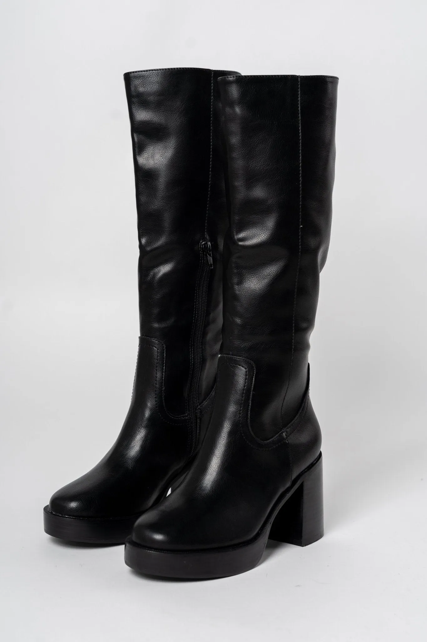 Juniper platform knee high boot black