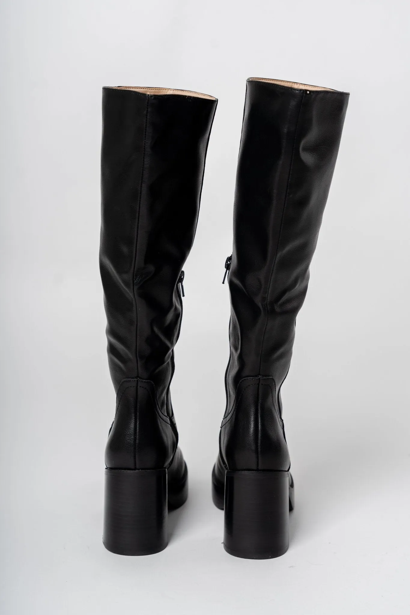 Juniper platform knee high boot black