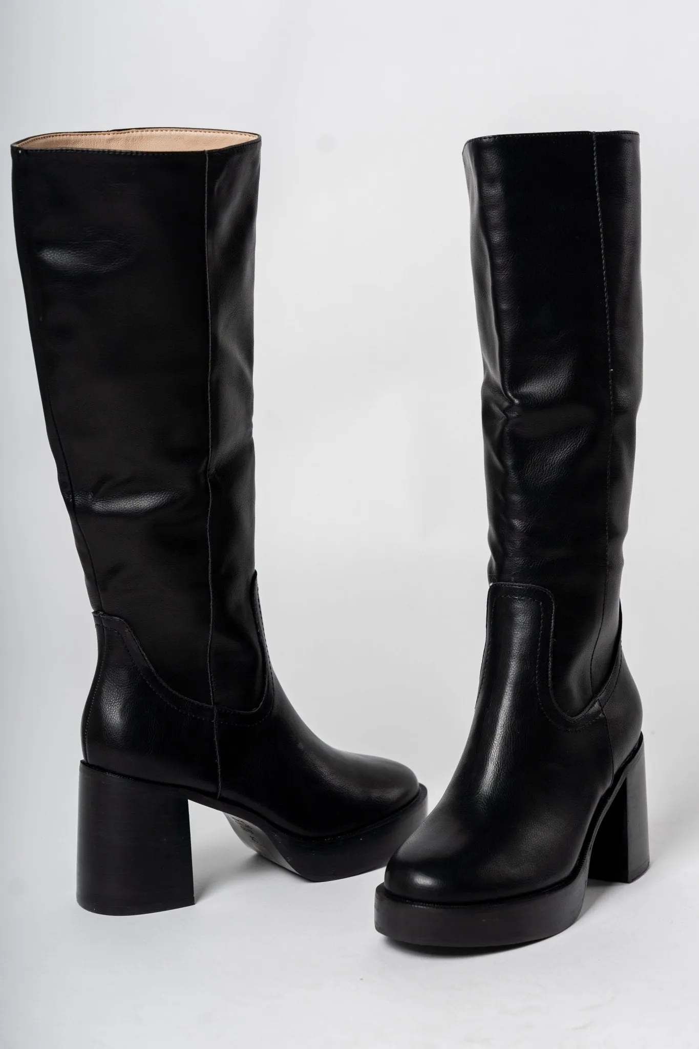 Juniper platform knee high boot black