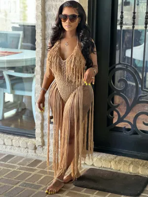 Knit Rib Tassel Bodysuit Romper