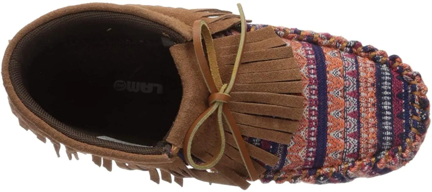 Lamo Women's Ava Chestnut Multi Size 6 Moccasin Style with Fringe Ankle Boot