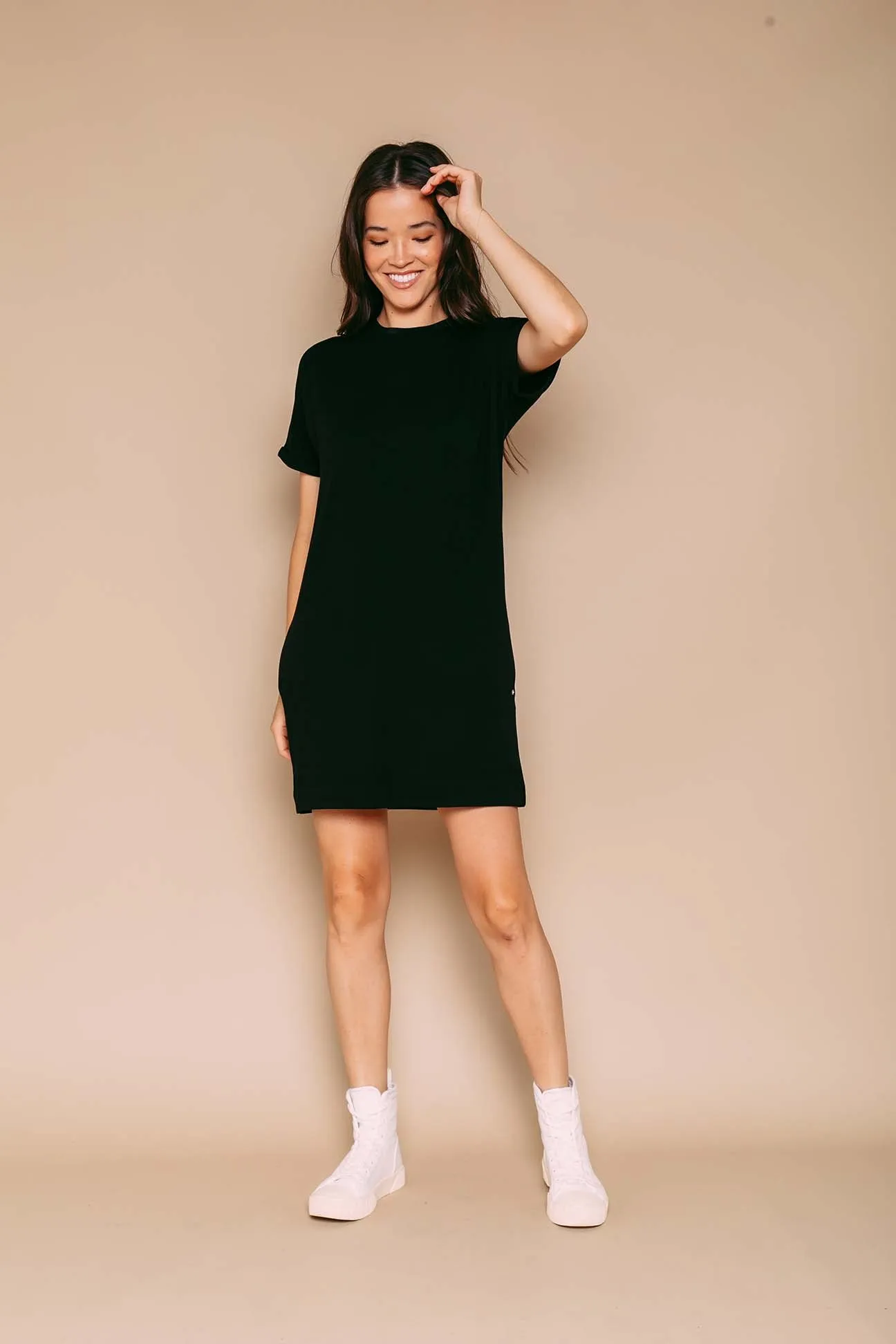 Laney - Roll Cuff Supersoft Sweatfleece Dress