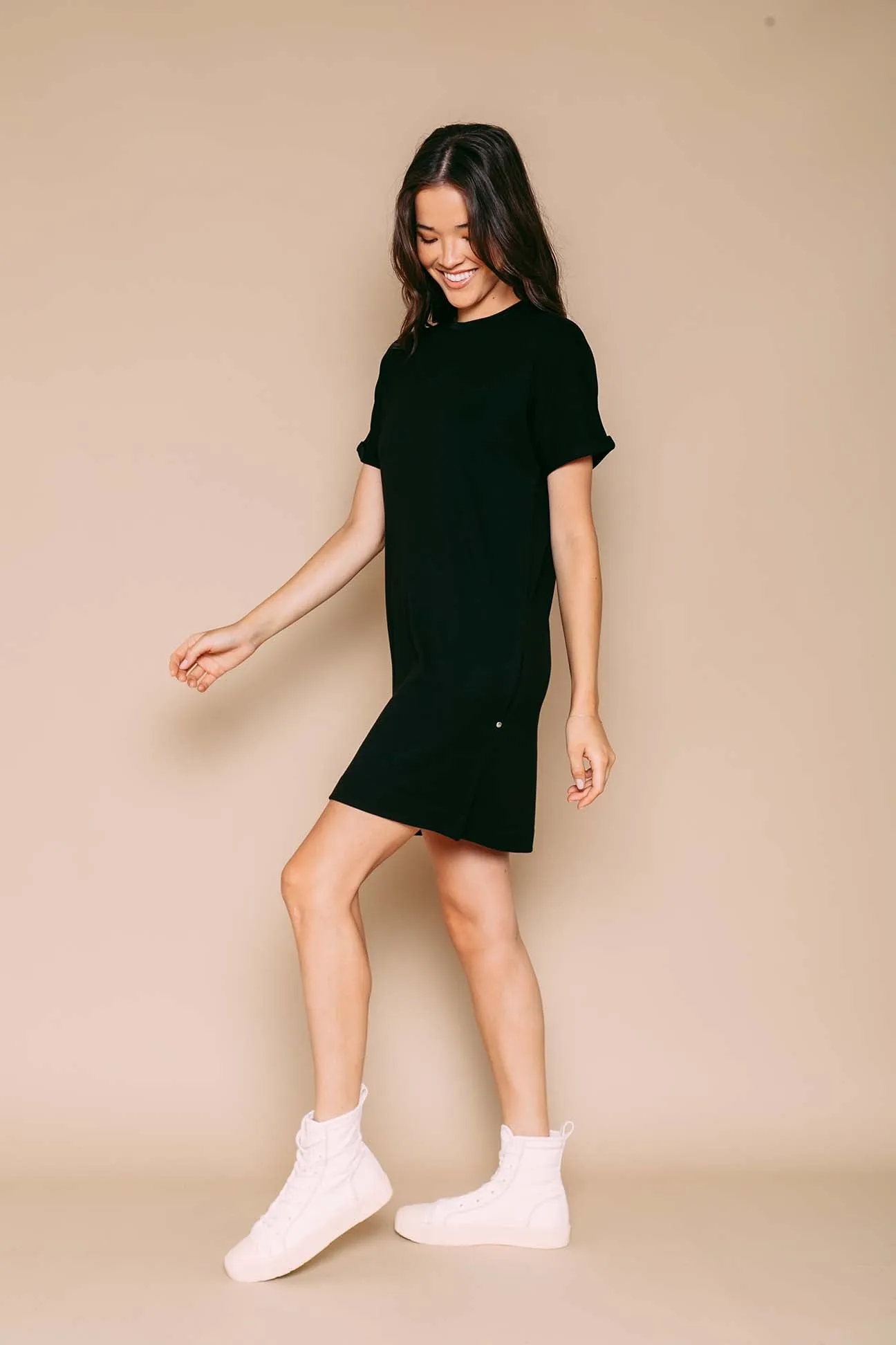 Laney - Roll Cuff Supersoft Sweatfleece Dress