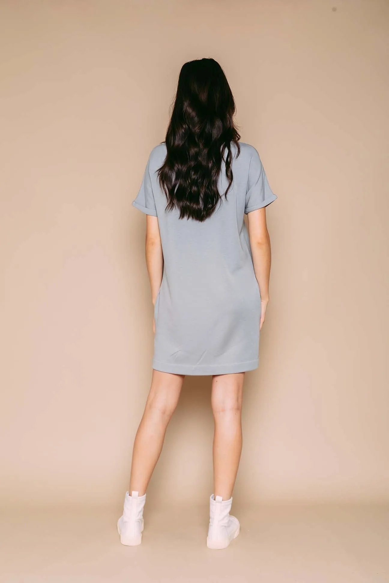 Laney - Roll Cuff Supersoft Sweatfleece Dress