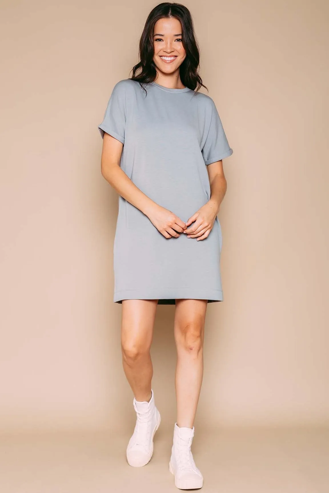 Laney - Roll Cuff Supersoft Sweatfleece Dress