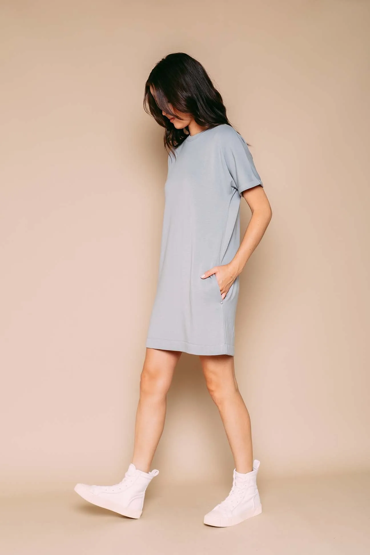 Laney - Roll Cuff Supersoft Sweatfleece Dress