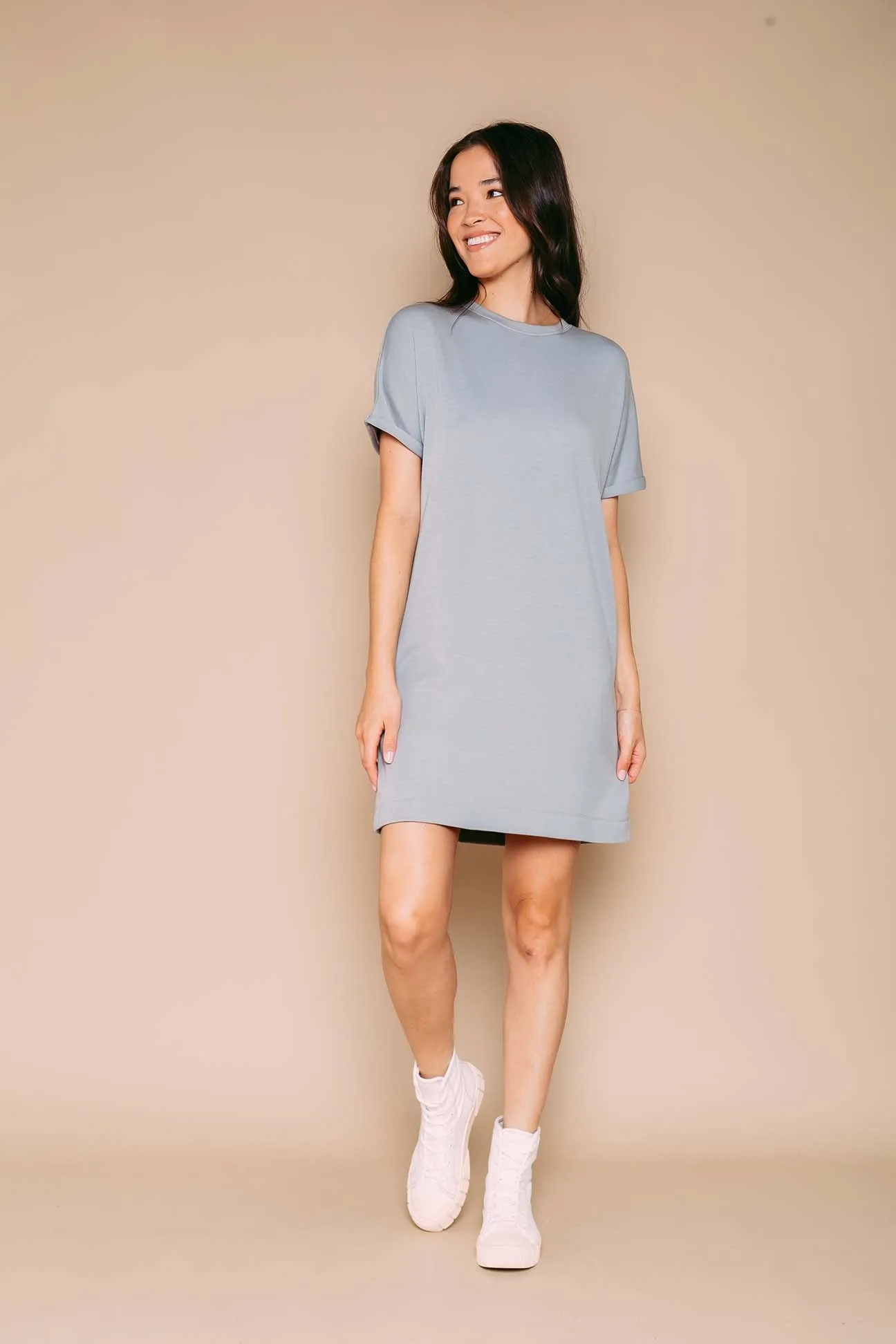 Laney - Roll Cuff Supersoft Sweatfleece Dress