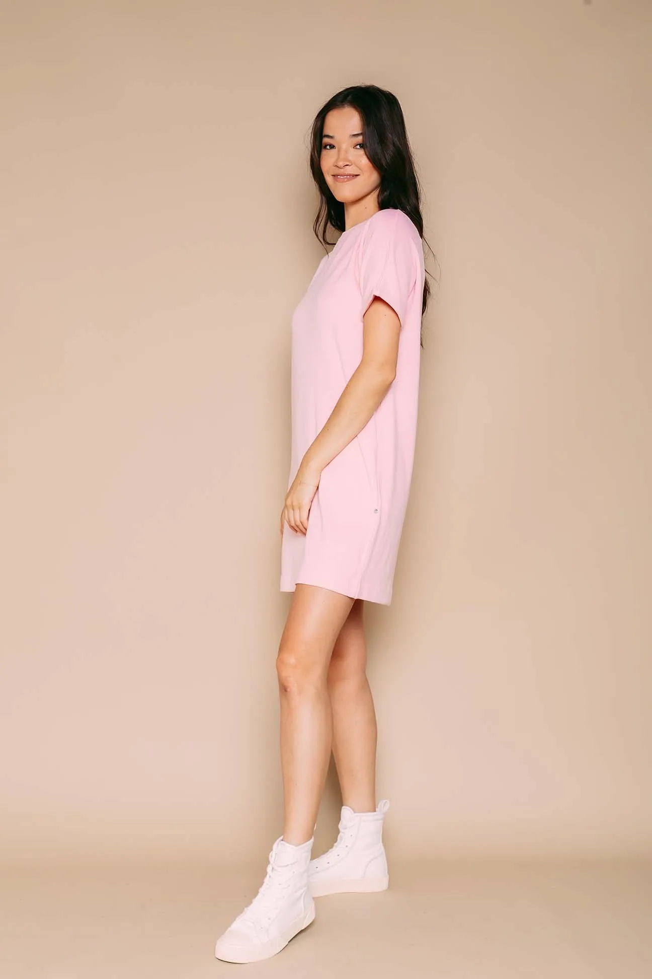 Laney - Roll Cuff Supersoft Sweatfleece Dress